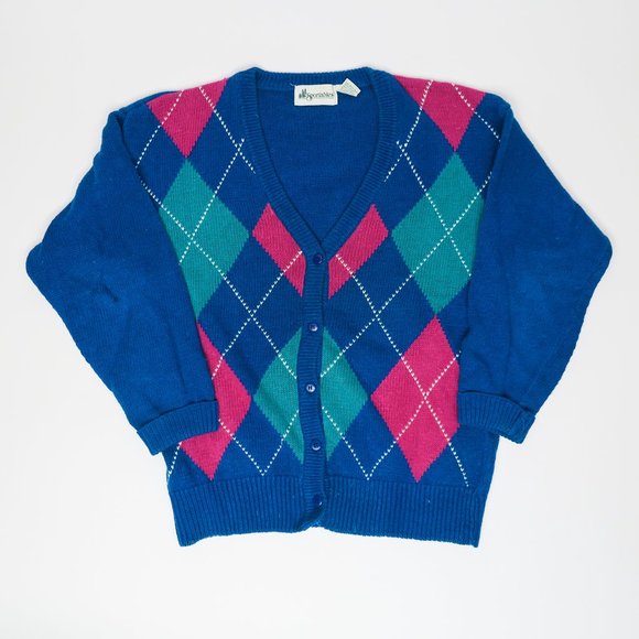 Vintage 80s Sportables Argyle Knit Sweater Set - Picture 4 of 6
